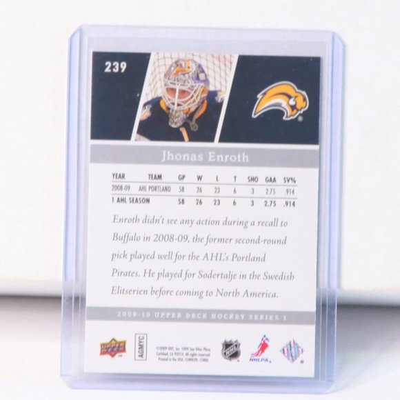 Jhonas Enroth Upper Deck Young Guns 2009/20 *Rookie Card* Buffalo Sabres - Picture 2 of 2
